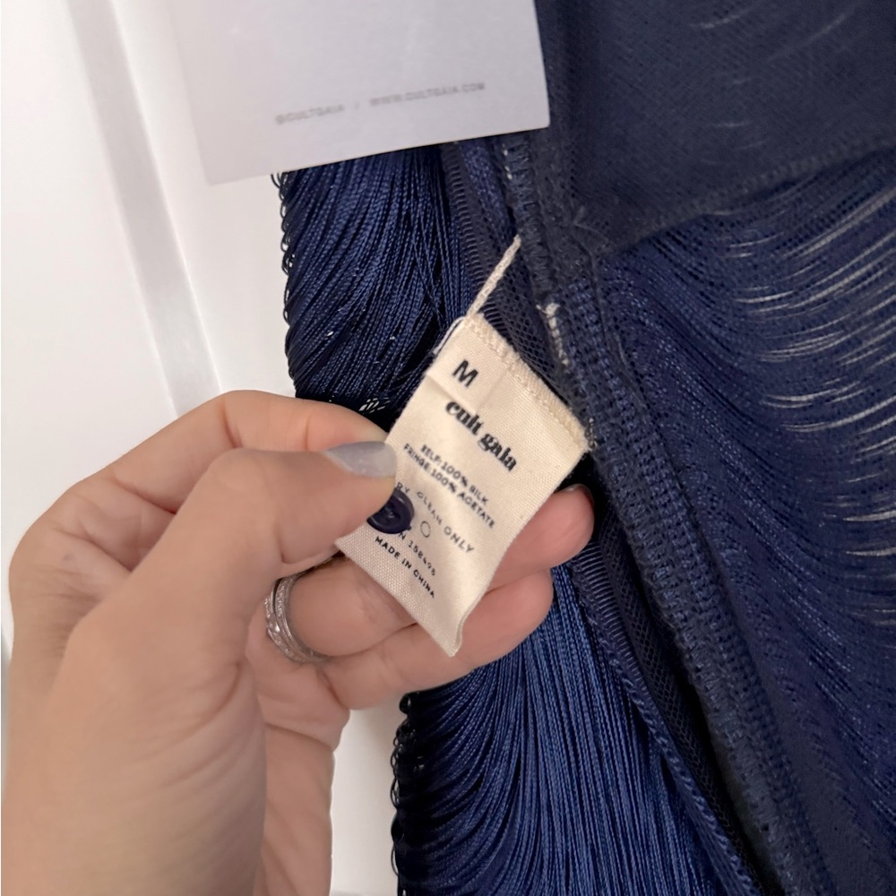 Cult Gaia Renata Fringe Gown Ink Navy Blue NEW with tags - Picture 10 of 13